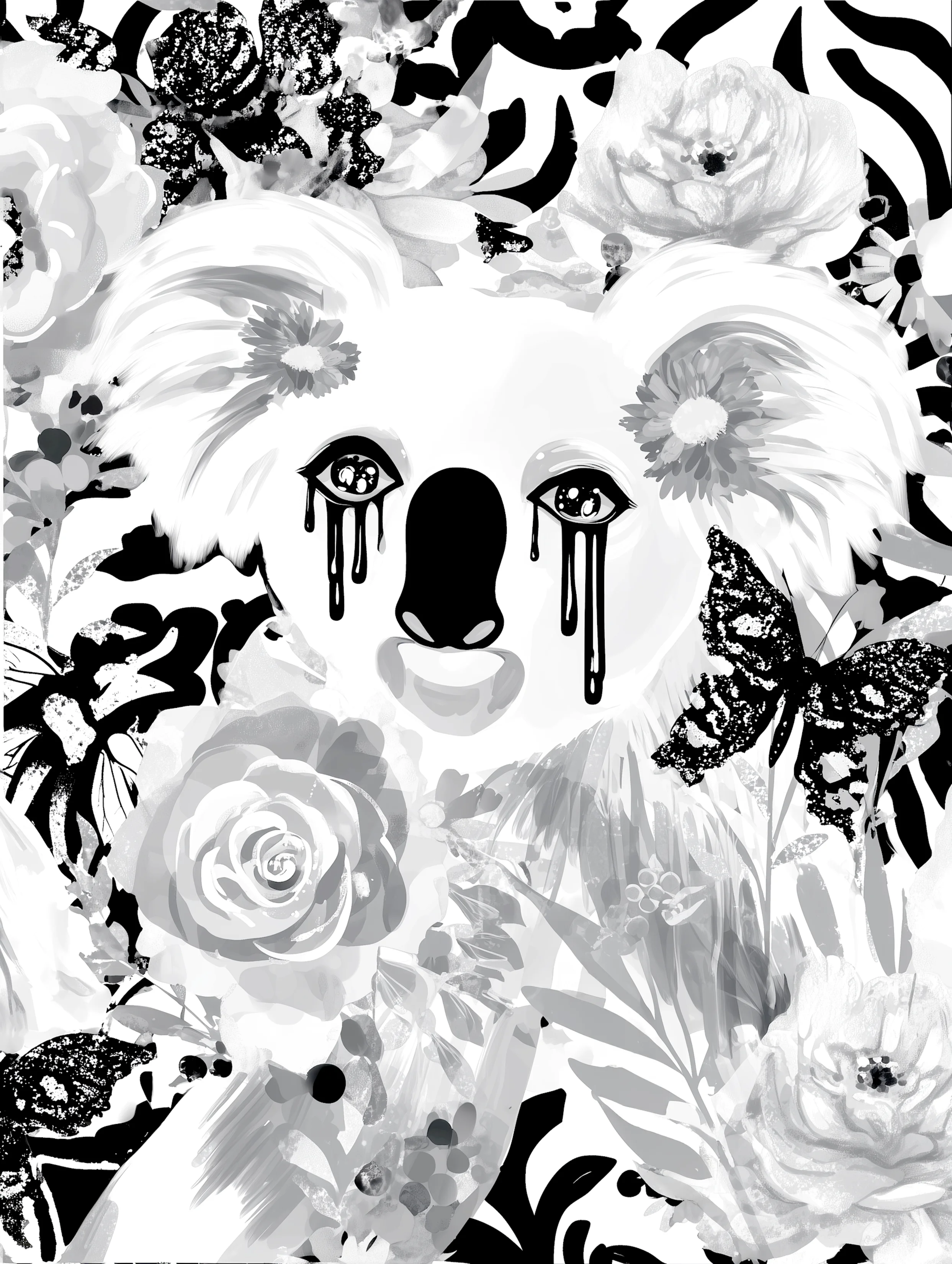 Free printable koala coloring page for adults featuring weeping koala